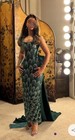 Teal Lace Mermaid Formal Evening Gown with Embellished Bodice and Train — photo 1