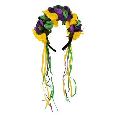 Mardi Gras Costume Accessory Colorful Ribbon Headband for Themed Event