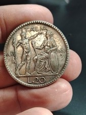 REGNO D ITALIA VITTORIO EMANUELE III 20 LIRE 1927 VI LITTORE ARGENTO SILVER
