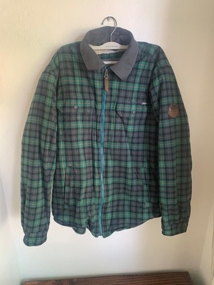 Eddie Bauer Blue and Green Plaid Sherpa Lined Medium Men's Jacket