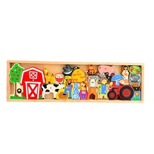 BeginAgain Farm A to Z Alphabet Wooden Puzzle Educational Toy with Storage Tray