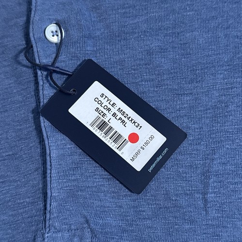 Peter Millar Crown Crafted Herren Large 100% Leinen Blue Pearl Greystone Polo L - Bild 5 von 8