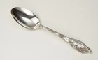 INTERNATIONAL SILVER, MILLE FLEURS STERLING DESSERT/SOUP SPOON 7” MONOGRAMED