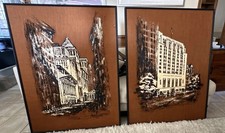 New York and American Stock Exchange NYSE AMEX Burlap MCM Midcentury Vintage Art