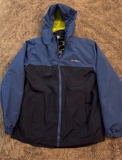 Eddie Bauer Boys Navy Blue Color block Hooded Zip Jacket.