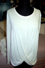 Kaari Blue Women's White Wrap Hem Blouse Size XL
