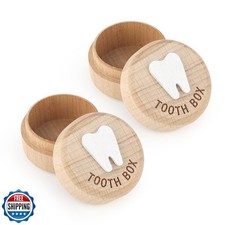 yuntop 2Pcs Tooth Fairy Box Wooden Tooth Fairy Keepsake Box Lost Teeth Storag...