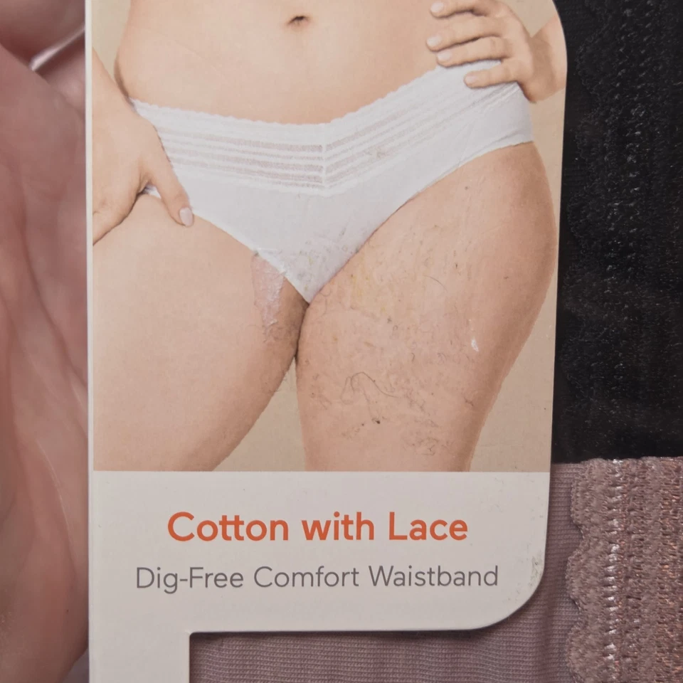 Warners Mujer Hipster Ropa Interior Bragas 3 Pares Encaje 2XL (20) 95% Algodón Nuevo en Caja Foto 2 de 4