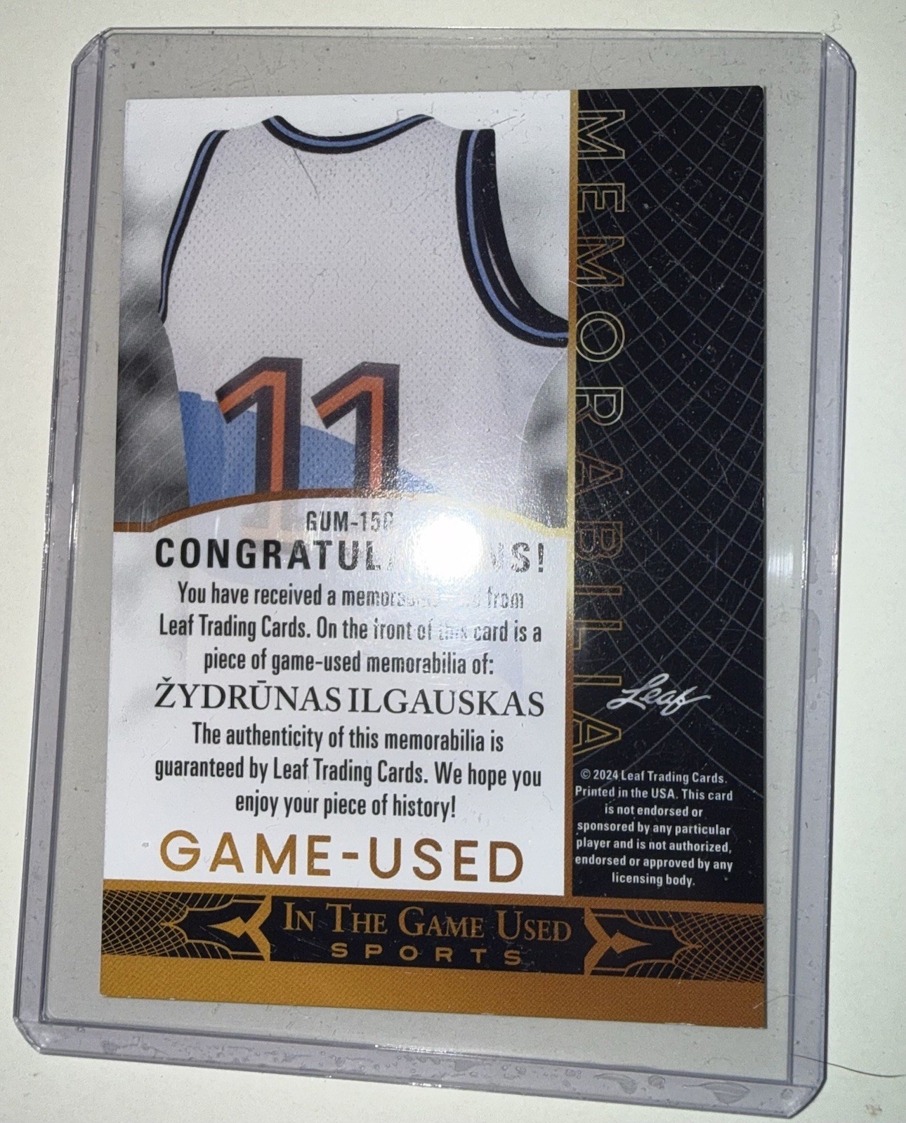 Leaf In The Game Used Sports Zydrunas Ilgauskas Jersey Card Gum 150 view 2