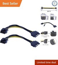 2Pcs 20CM 15-Pin SATA to 8 Pin PCI Express Connector Ideal for Upgrading GPUs
