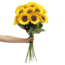 Large Yellow Silk Sunflowers 6PCS - Outdoor Wedding & Party Decor