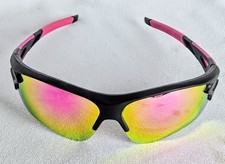 Mirrored Semi Framed Sports Sunglasses Colorful Pink Accents