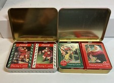 2 juegos de cartas de Papá Noel de Coca-Cola latas de Navidad 4 barajas cartas nuevas