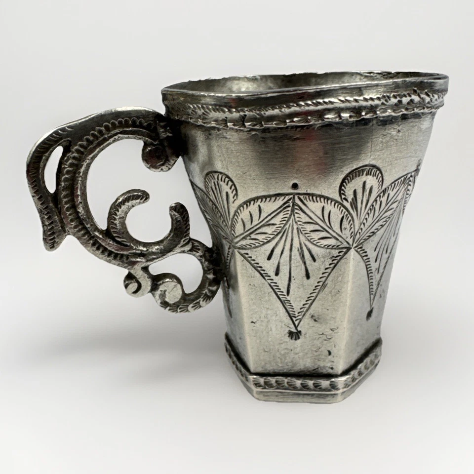 Антикварная южноамериканская колониальная испанская кружка из чистого серебра - Изображение 2 из 4