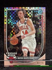 2025-26 Bowman Chrome Matas Buzelis 2/15 Rose Gold X-Fractor Chicago Bulls