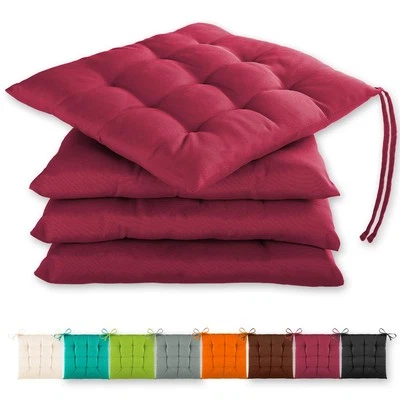 GRÄFENSTAYN 4er Set Sitzkissen 40x40x3cm Stuhlkissen Steppkissen Bodenkissen Gartenkissen