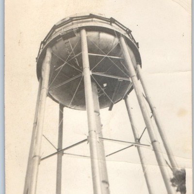 c1930s Unknown Location Industrial Steel Water Tower Tank Snapshot Photo 5''