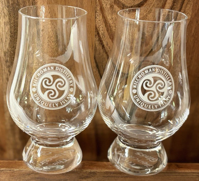 Kilchoman Distillery Glencairn Etched Crystal Whiskey Taster Glasses Pair of 2