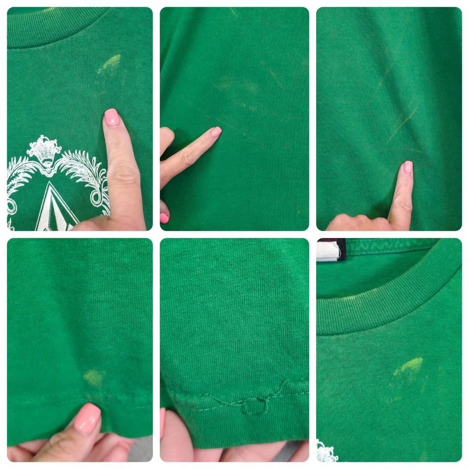 Lote de 2 Camisas Y2K Volcom Para Hombres L Marrón Verde Estampado Gráfico Clásico Camiseta de Patín Foto 4 de 4