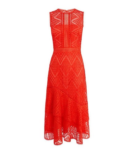 Vestido Karen Millen Reino Unido 10 Eu38 US6 Chevron Encaje Acampanado Midi Ascot/Boda - Imagen 18 de 22