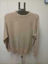 TOMMY HILFIGER Men's Size Large Crewneck Rich Beige Sweater - Cotton 