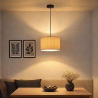 Pendelleuchte HäNgelampe Esszimmerleuchte KüChenlampe Textil Beige Led H 120 Cm