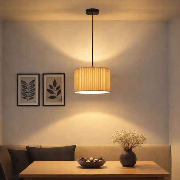 HäNgeleuchte Pendellampe Wohnzimmerlampe Esszimmerleuchte Beige Textil Led 120Cm-image