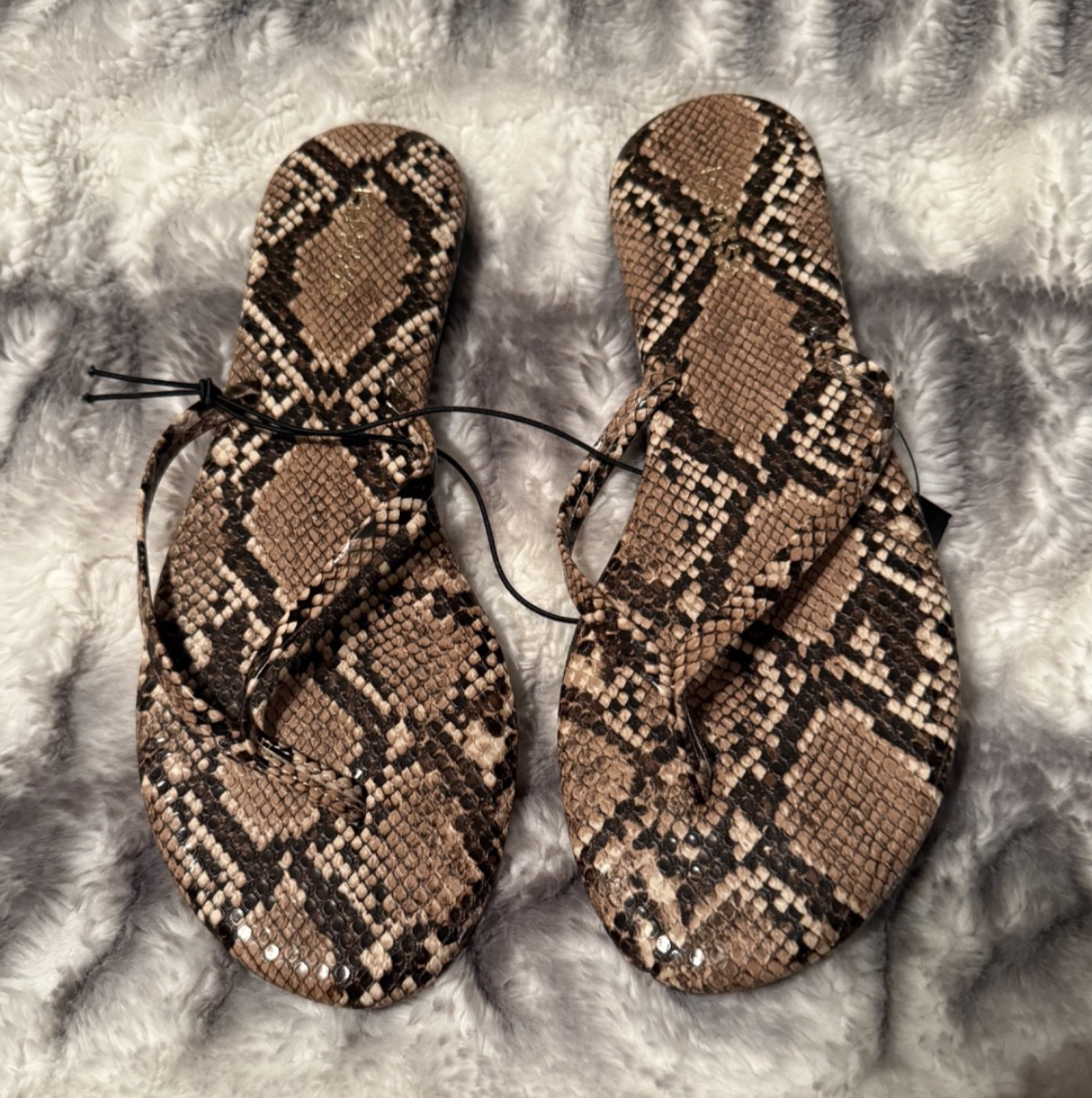 APL Infradito Express Marrone Stampa Serpente ~ Taglia Donna 8 ~ Nuovo con etichette!