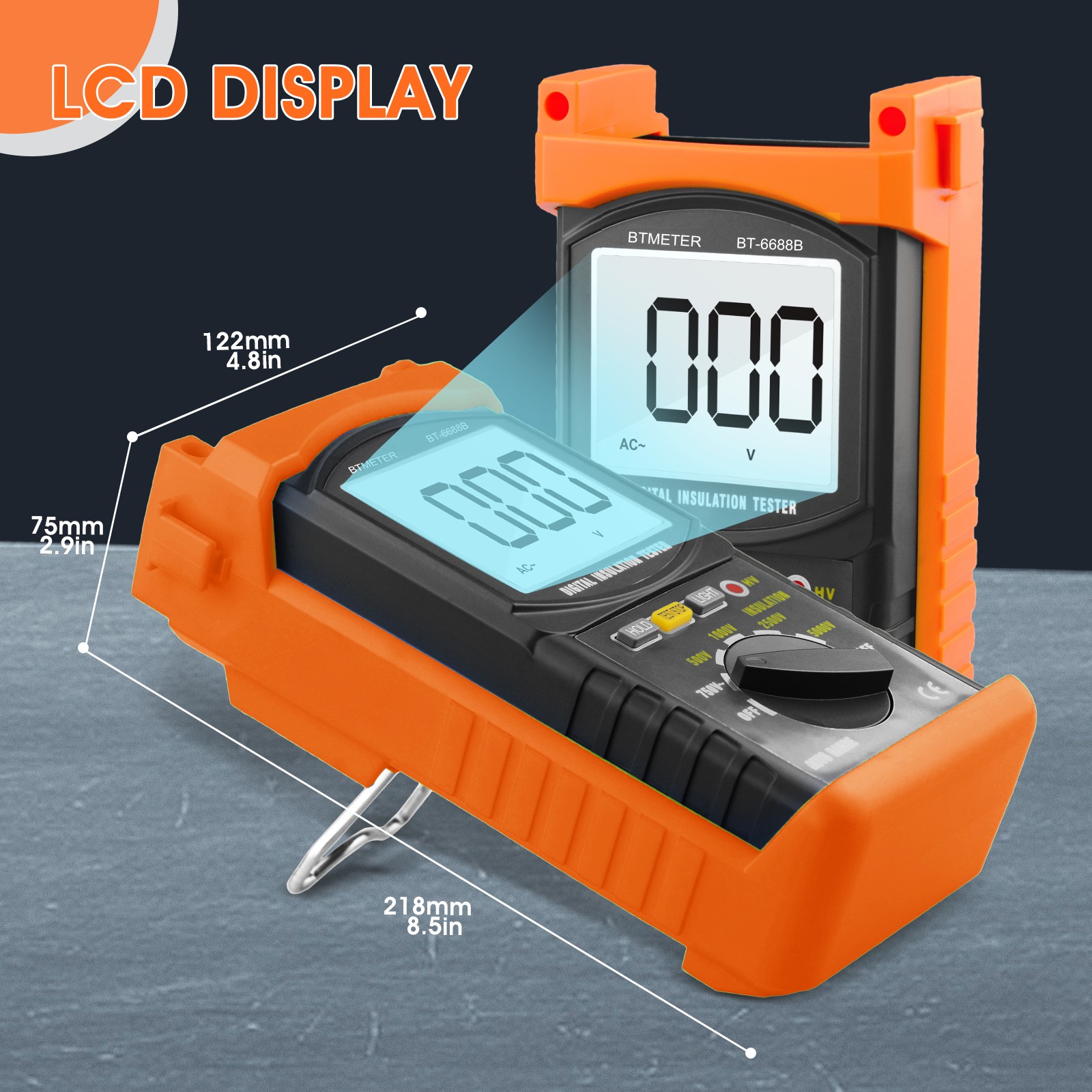 Digital Insulation Resistance Tester Megohmmeter 5000V 200GΩ with Test Leads Kit