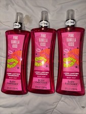 3 Bottles 8 fl oz each Body Fantasies Pink Vanilla Kiss Fragrance Body Spray