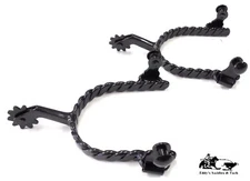 Twist Band Roping Spurs Black Steel Adult Size Adjustable New Eddy's Tack