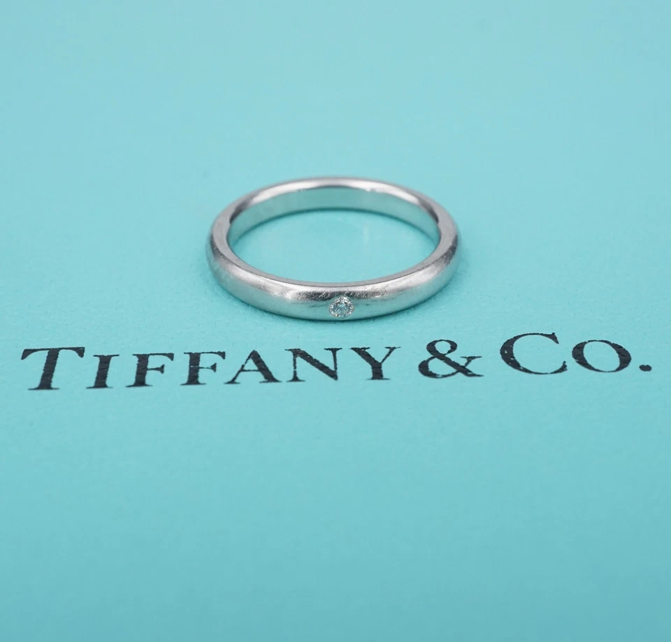 Anillo de boda Tiffany & Co. Elsa Peretti platino diamante talla 6 2,7 mm RG4223 Foto 3 de 4