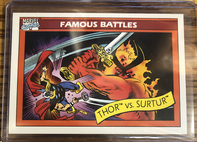1990 Marvel Comics Universe Series 1 Famous Battles THOR vs SURTUR Card #91