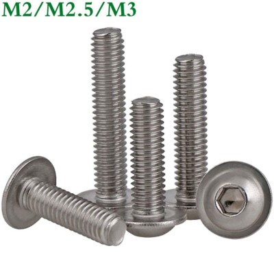 M2/M2.5/M3 304 Stainless Steel Button Head Hex Socket Screws Flanged Washer Bolt