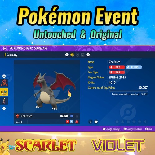 ✨ Shiny Charizard ✨Event Spring 2015 ✨ Pokémon Scarlet & Violet ✨ UNTOUCHED