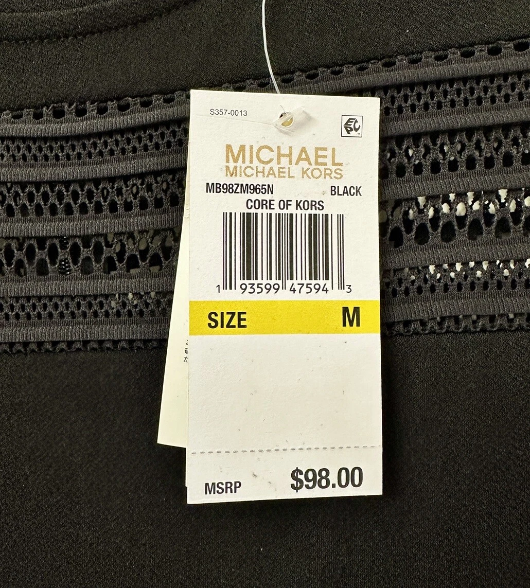 Abito Michael Kors in jersey di crepe tinta unita con inserti in rete nero