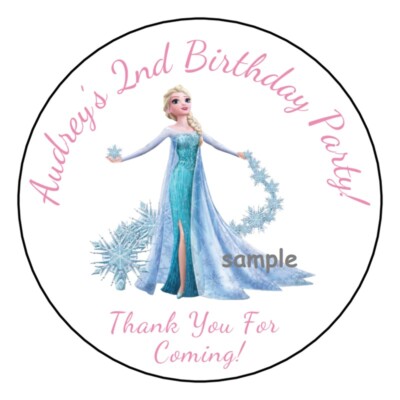 12 Personalized Frozen Birthday Party Stickers Favors Labels tags 2.5''  Elsa