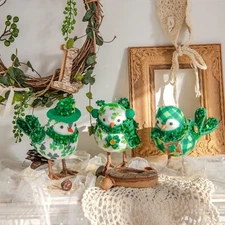 St Patricks Day Decorations,Set of 3 Irish Handmade St.Patrick'S Day Birds with