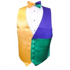 Mardi Gras Block Party Tuxedo Vest and Bow Tie