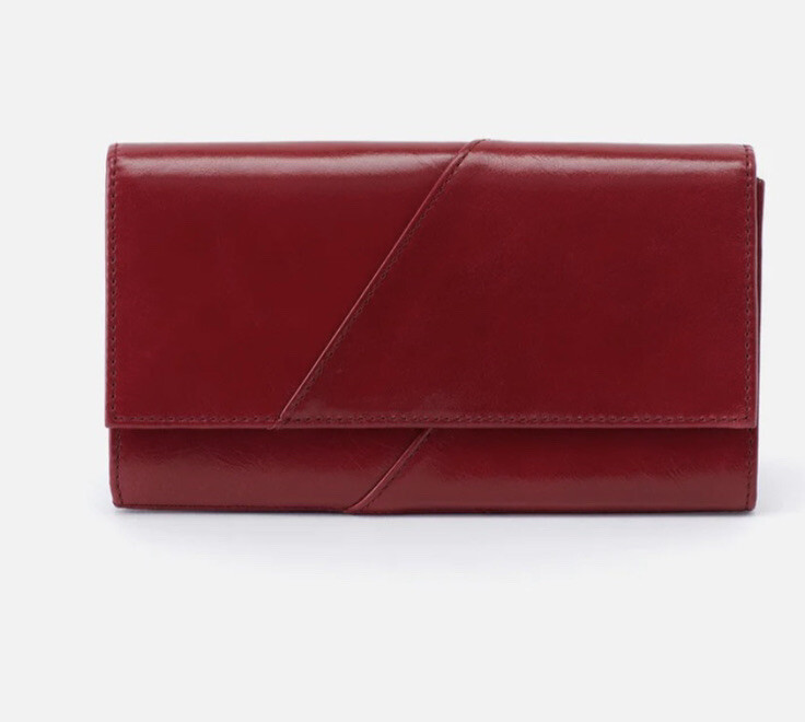 hobo NWT charter  Cardinal Red leather wallet W/ exterior slip pocket out