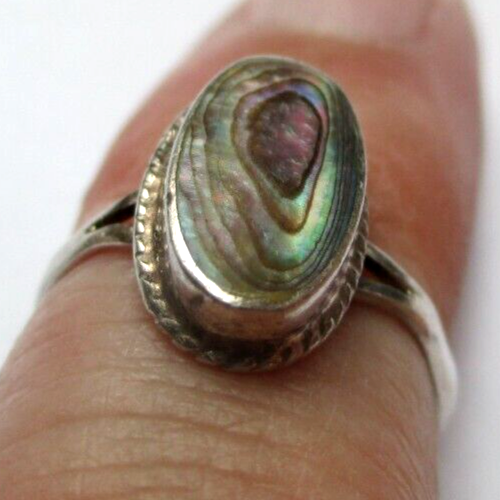 Ancienne Bague en argent 2 poinçons 925 plaque de nacre bijou