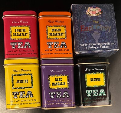 5 Vintage John Wagner & Sons Tea Cans