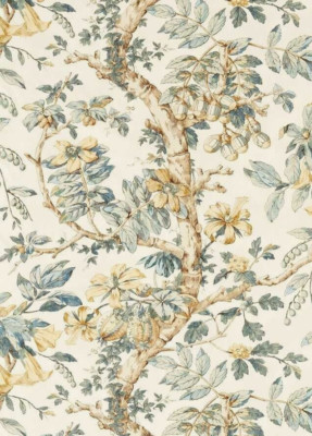 ZOFFANY CURTAIN FABRIC DESIGN Coromandel Print 2.2 METRES STOCKHOM BLUE