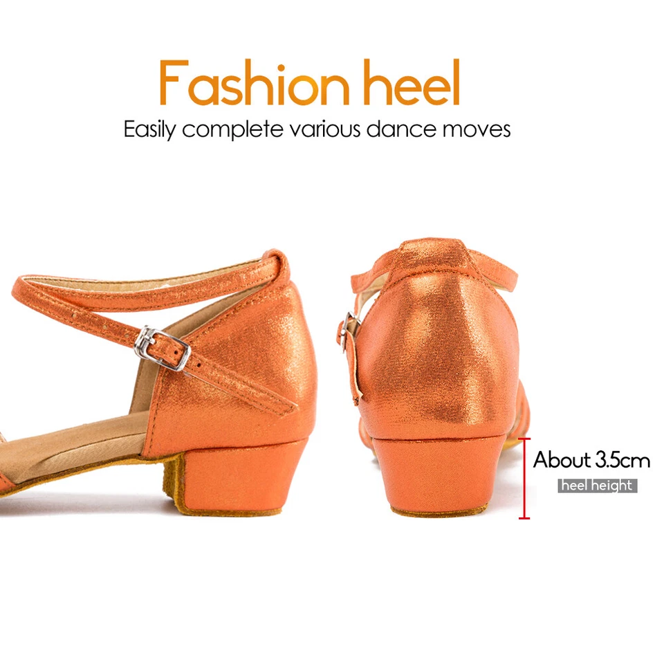 Zapatos de baile latino de tacón de tango de salsa de salón niños niñas mujeres talla 24-41 Foto 3 de 4