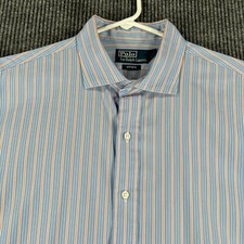 Polo Ralph Lauren Shirt Mens 17 Blue Striped Long Sleeve Button Up Estate Fit