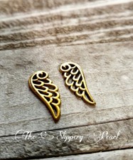 6 Angel Wing Charms 24mm Antiqued Gold Wings Filigree