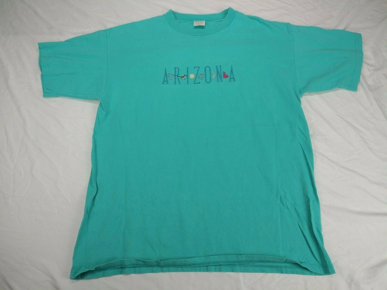 ALTRA T shirt vintage anni 80 90 punto singolo ARIZONA souvenir turistico verde turchese verde acqua