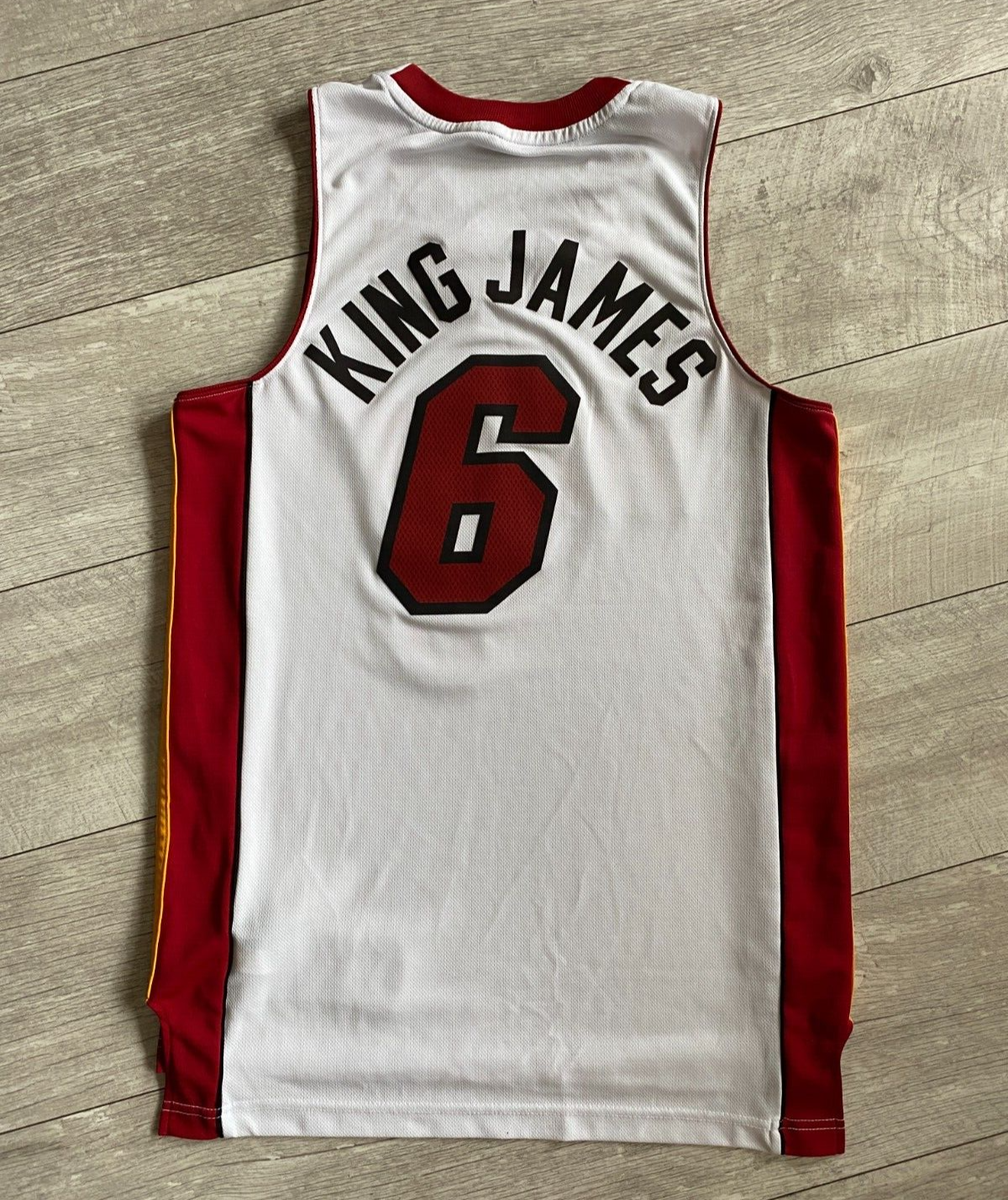 LeBron King James Miami Heat NBA Swingman Jersey Mens Small S White Authentics | eBay
