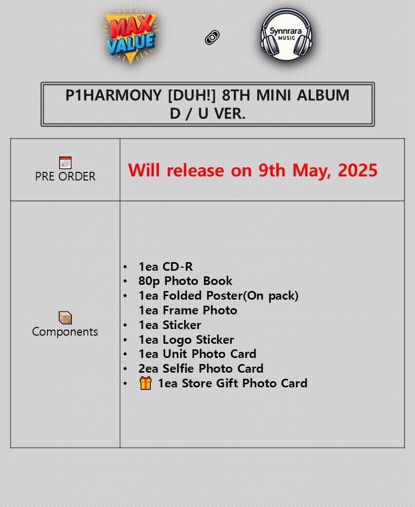 P1HARMONY [DUH!] 8th Mini Album CD+Photo Book+Poster+Photo+3