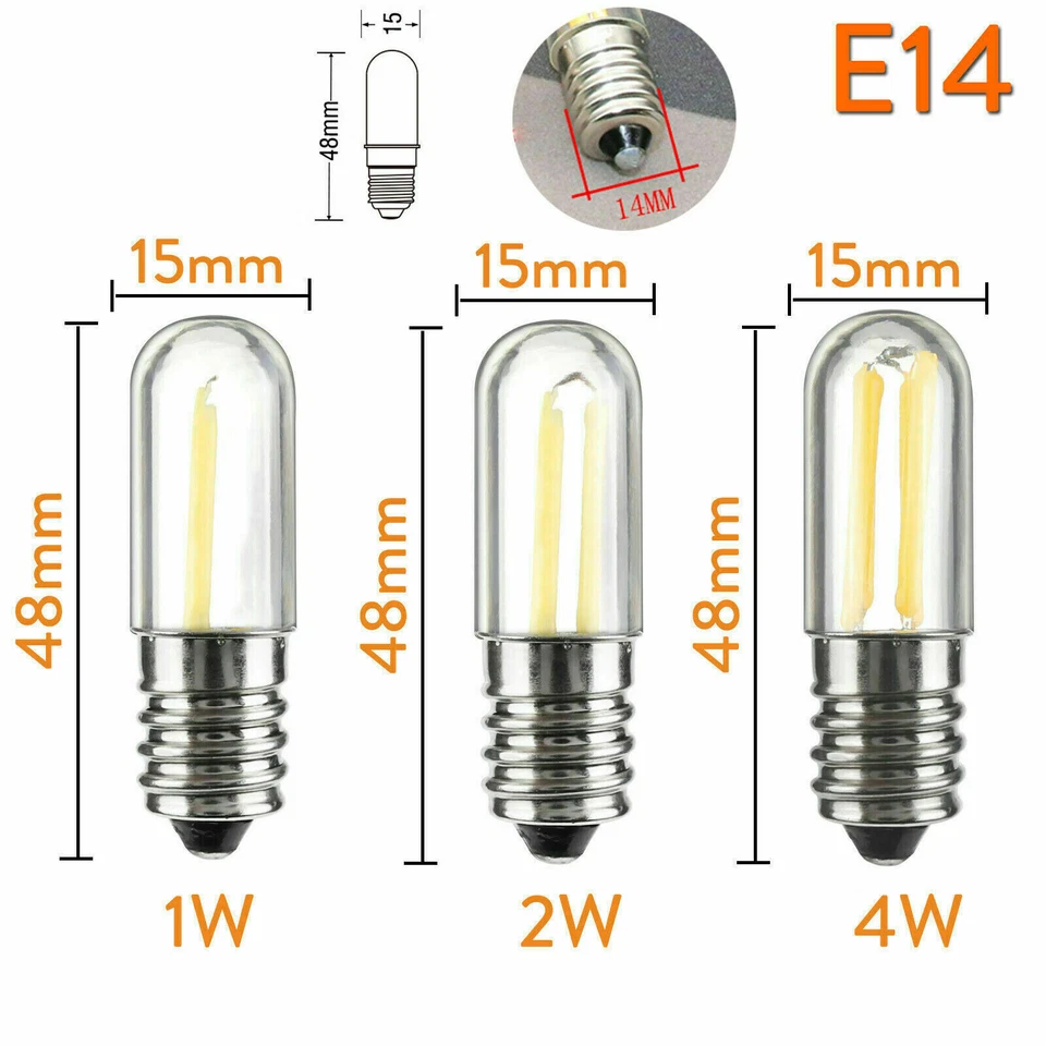 Mini Dimmable 4W 2W 1W E14 E12 LED Fridge Freezer Filament Light Lightweight - Image 4 of 4